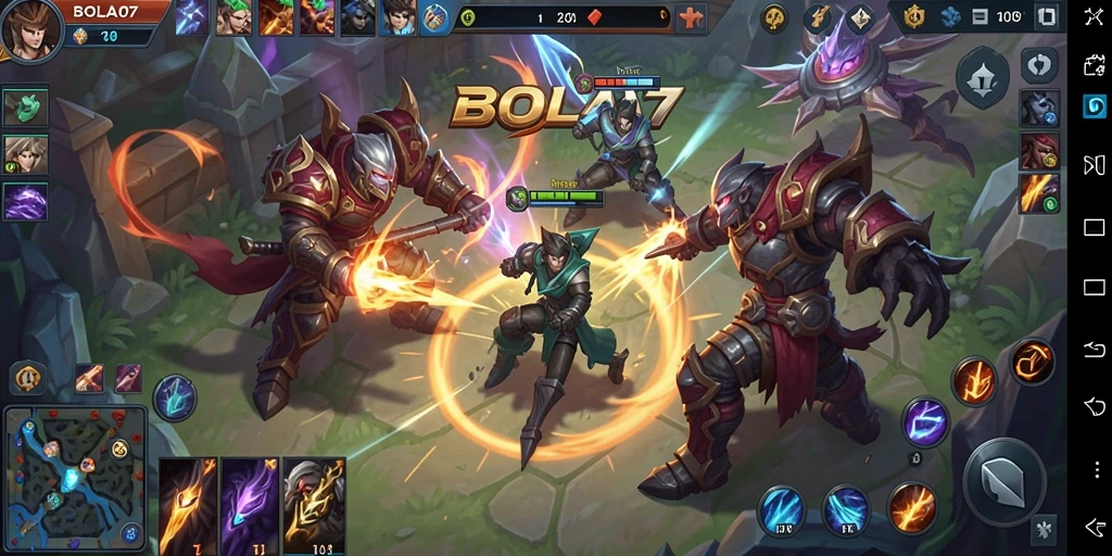 Tampilan gameplay menarik dari <strong>BOLA07</strong> yang menampilkan pertarungan MOBA.